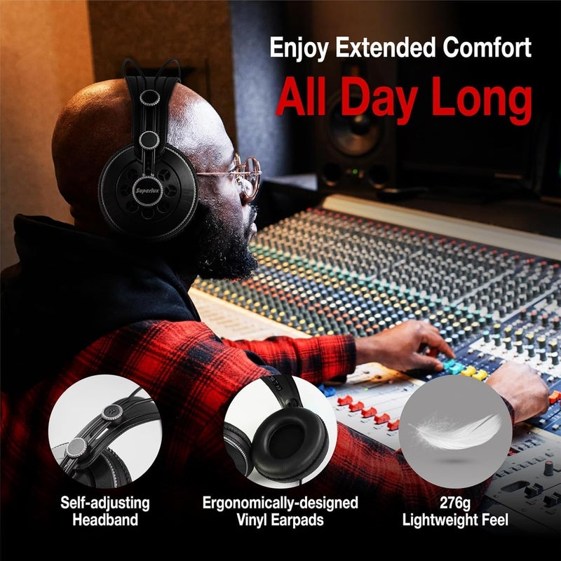 Superlux HD681B Dynamic Over-Ear Headphones Wired with 50mm Neodymium Driver, Single-Sided, Semi-open, Deep Bass, Balanced Tone for Professional Monitoring Recording Gaming Streaming Live Rock Concert - Image 3